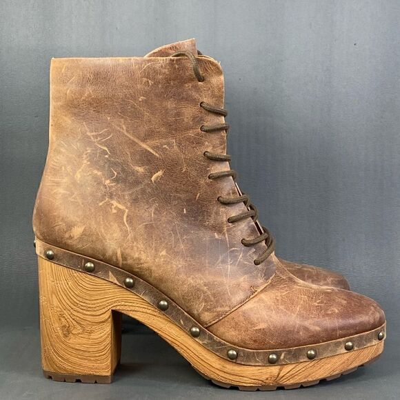 Kork-Ease Shoes - Kork-Ease Sherborn Leather Lace-Up Boot - Brown womens size  9.5
